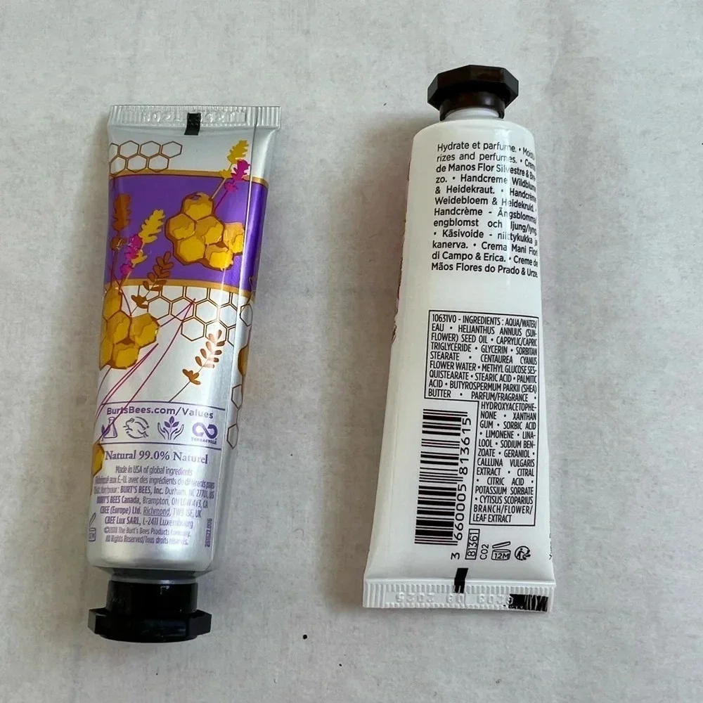 Yves Rocher Meadow Flower Moisturazing Hand Cream Lotion + Burts Bees Cream 1 oz